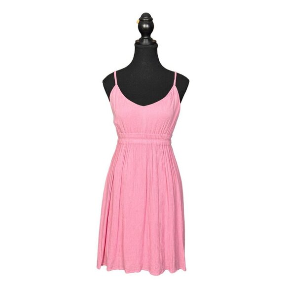 O’Neill Pink Sundress with Adjustable Spaghetti Straps, Elastic Waist Beachy - Picture 1 of 8